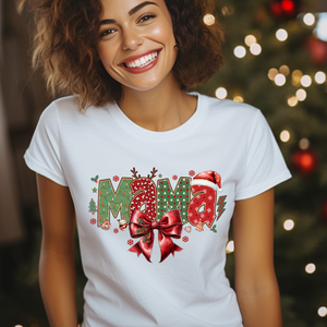 DTF Full Color TShirt Transfer - Mama Christmas Bow