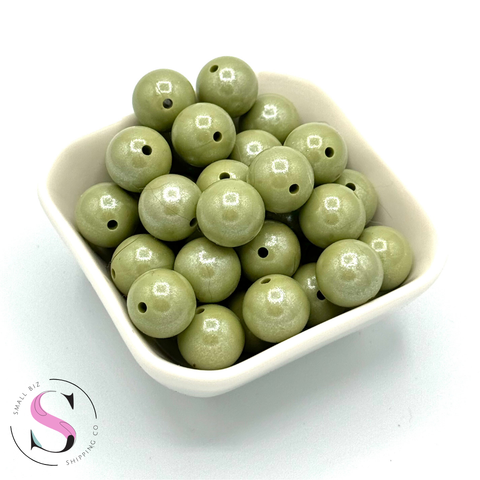 15mm Silicone Bead - Sage Shimmer