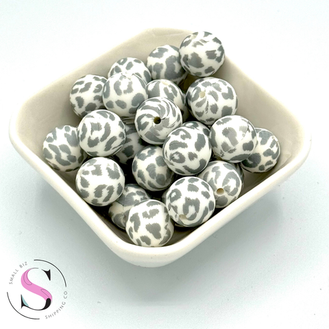 Grey Leopard - Silicone Bead