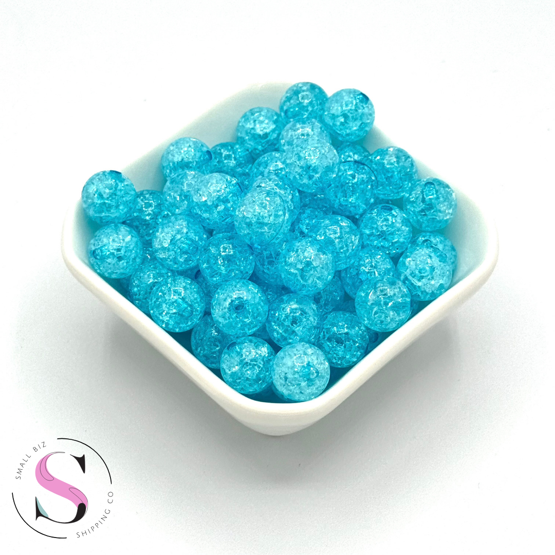 12mm Crackle Acrylic - Blue Raspberry