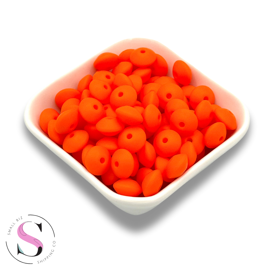 12mm Lentil Spacers - Bright Orange