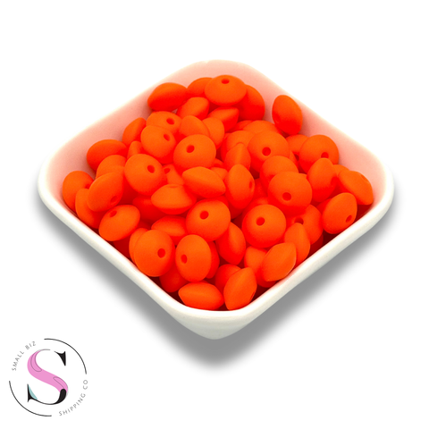 12mm Lentil Spacers - Bright Orange