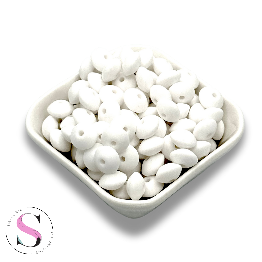 12mm Lentil Spacers - Snow White