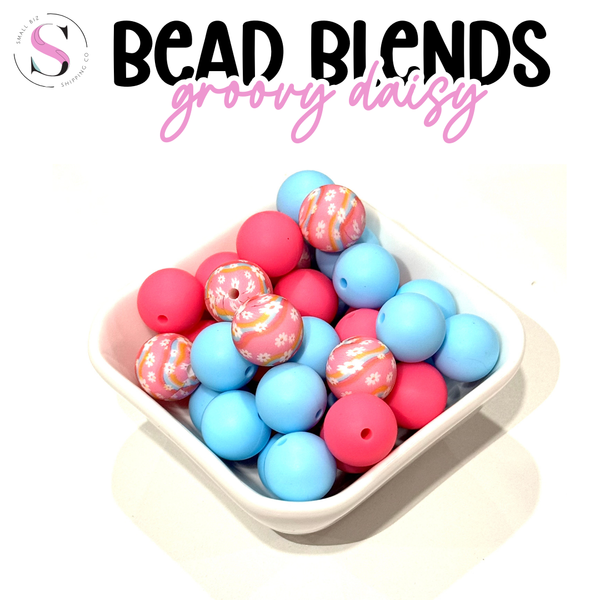 15mm Silicone Bead Blend - Groovy Daisy