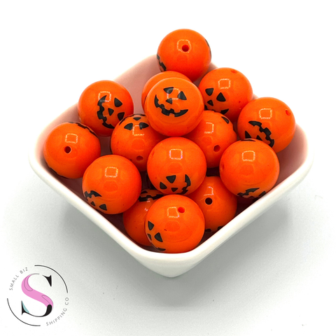 20mm Acrylic Beads - Jack-O-Lantern