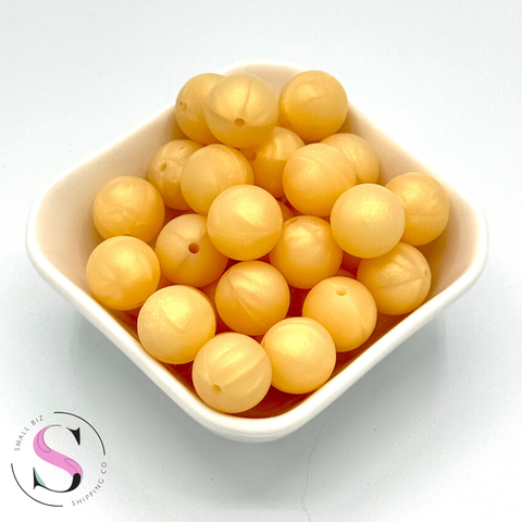 15mm Silicone Beads - Golden Honey Shimmer