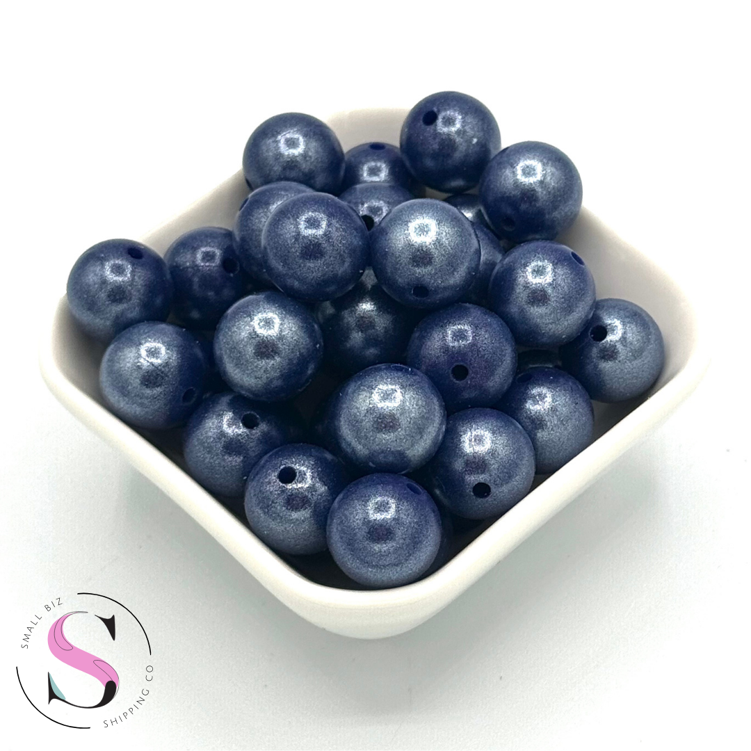 15mm Shimmer Silicone Bead - Blueberry