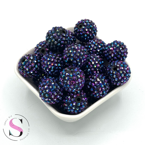 20mm Acrylic Rhinestone Beads - Midnight Purple