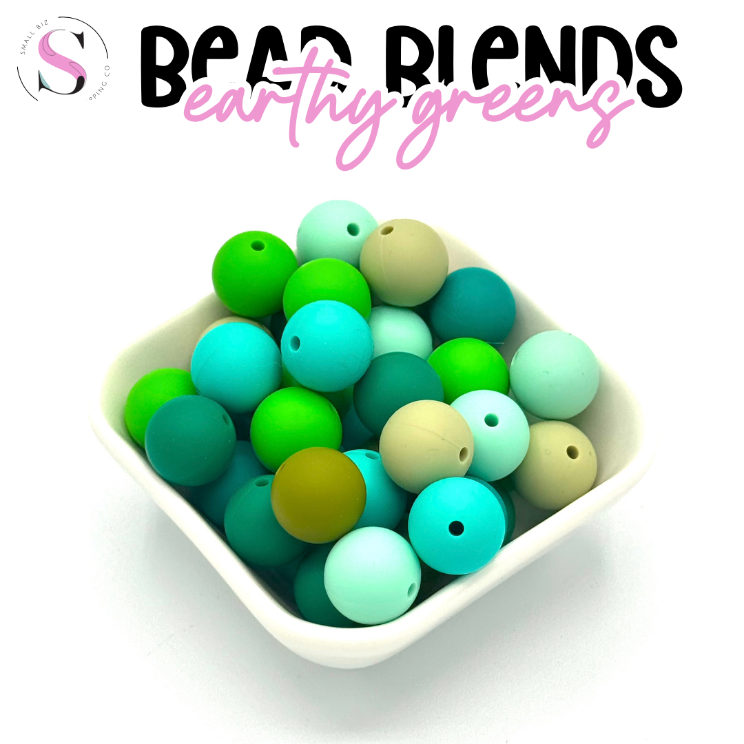 15mm Silicone Beads - Earthy Greens