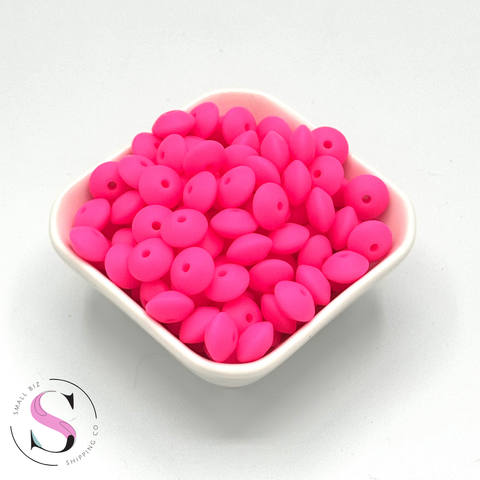 12mm Lentil Spacers - Hot Pink