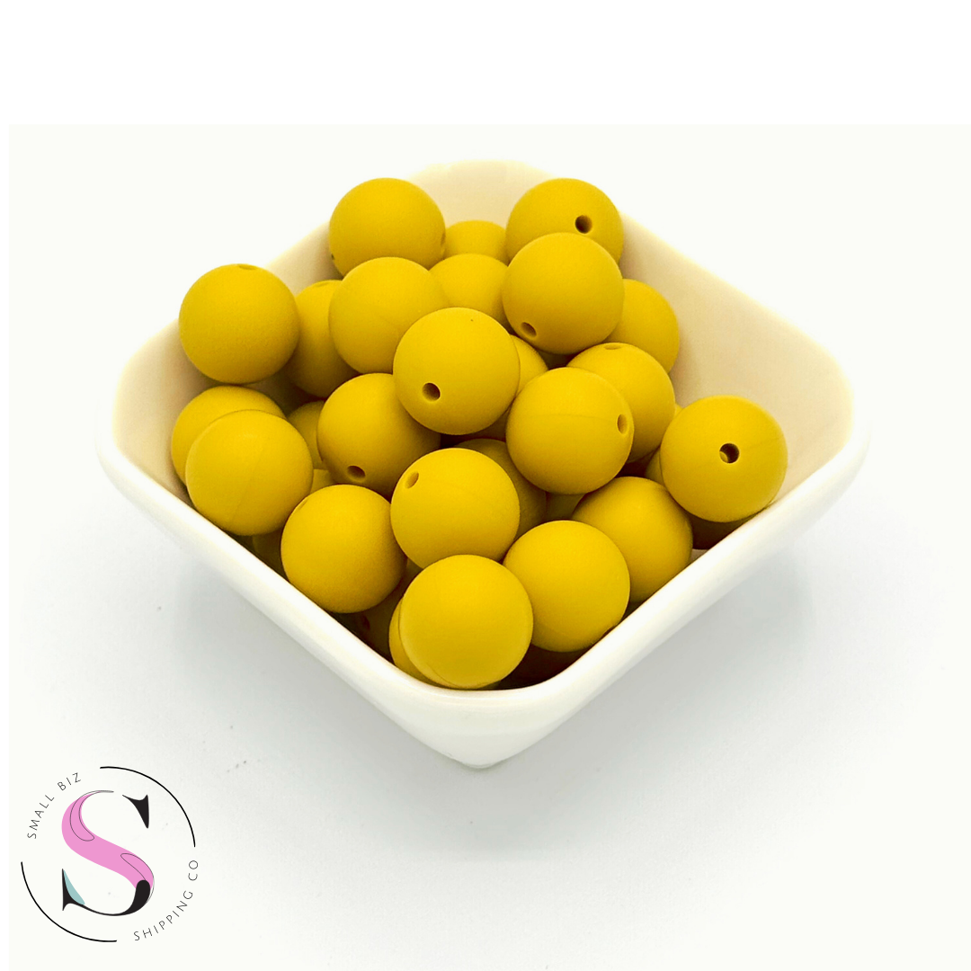 15mm Silicone Bead - Mustard Yellow