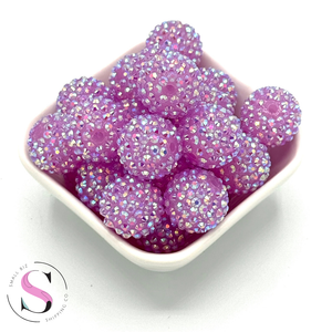 20mm Acrylic Rhinestone Beads - Lavender Taffy