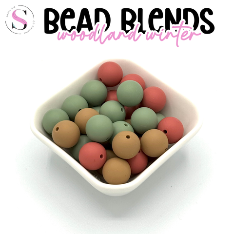 15mm Silicone Bead Blend - Woodland Winter