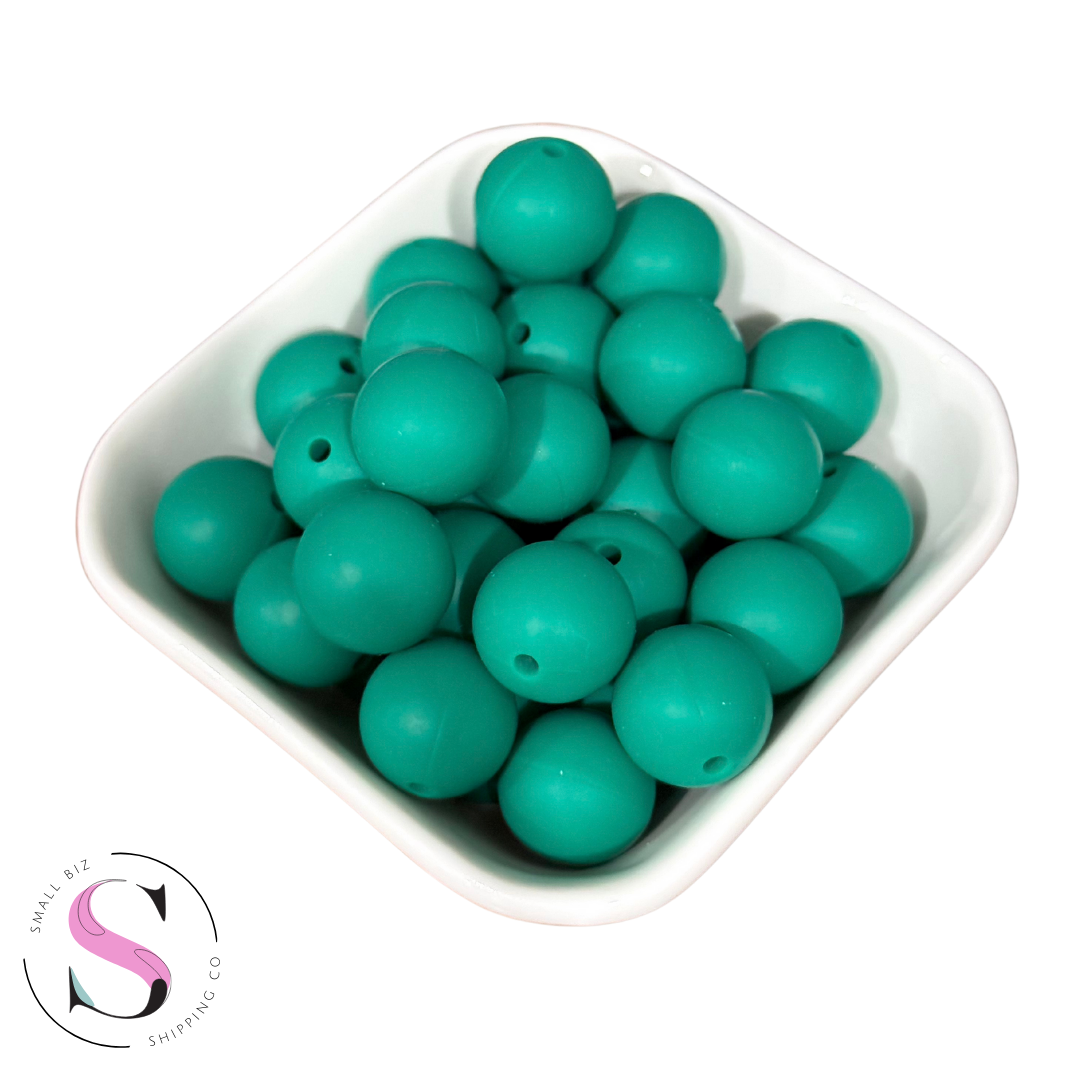 15mm Silicone Bead - Deep Sea Green