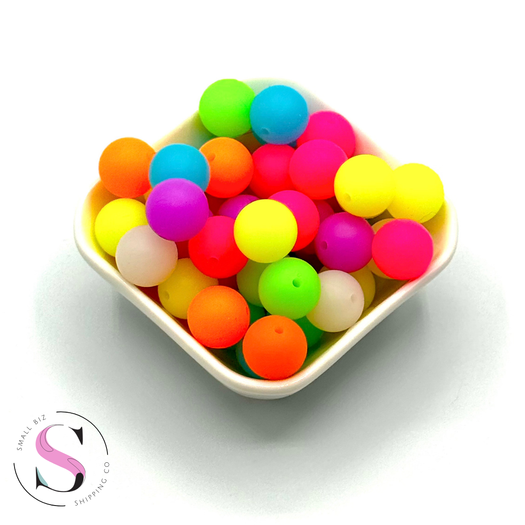 Glow In The Dark Assorted Colors - 15mm Silicone Beads 10 Pack