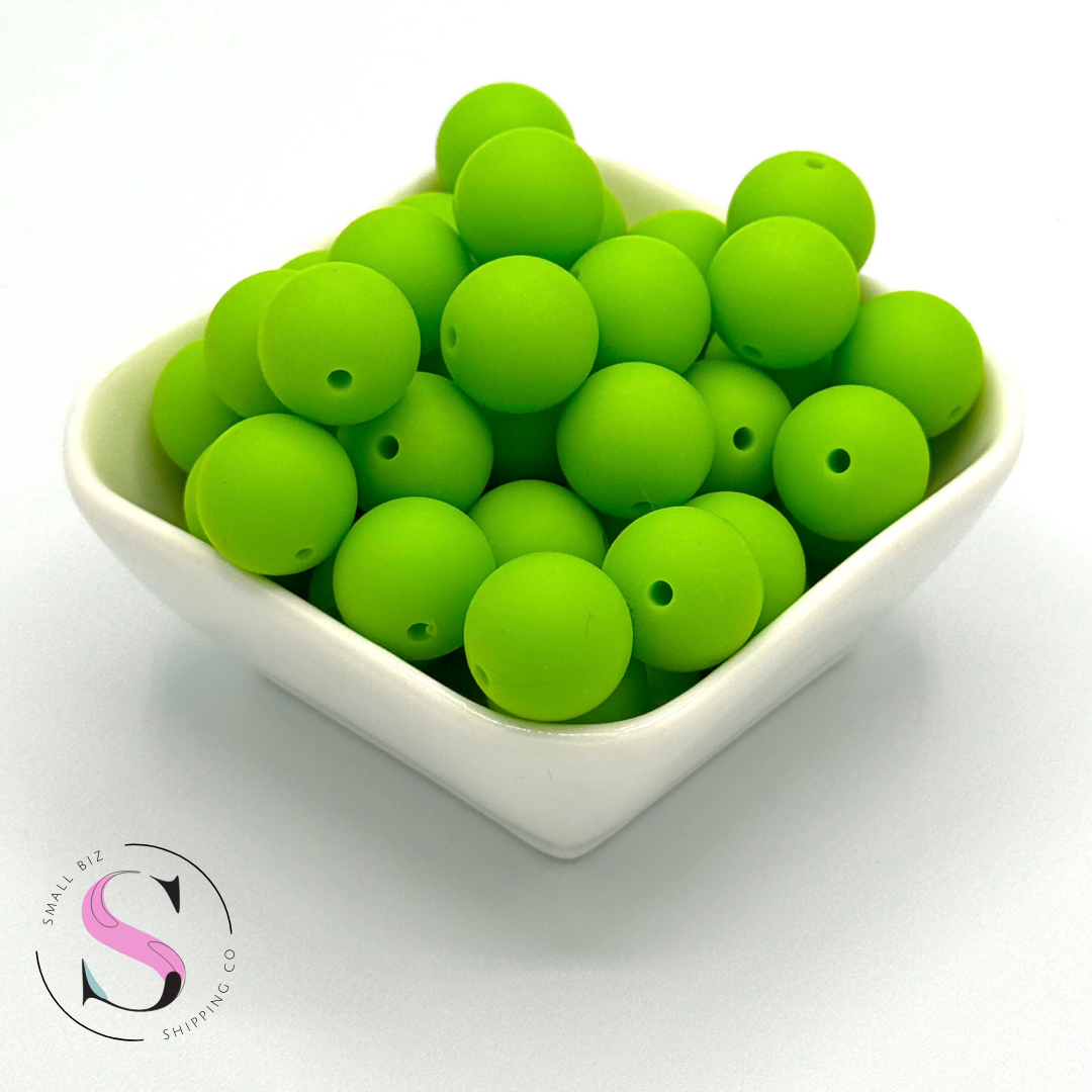 15mm Silicone Beads - Lime