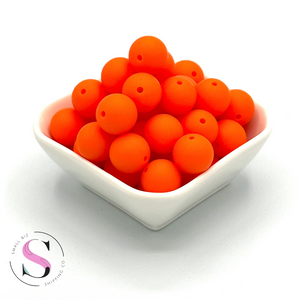 15mm Silicone Bead - Bright Orange