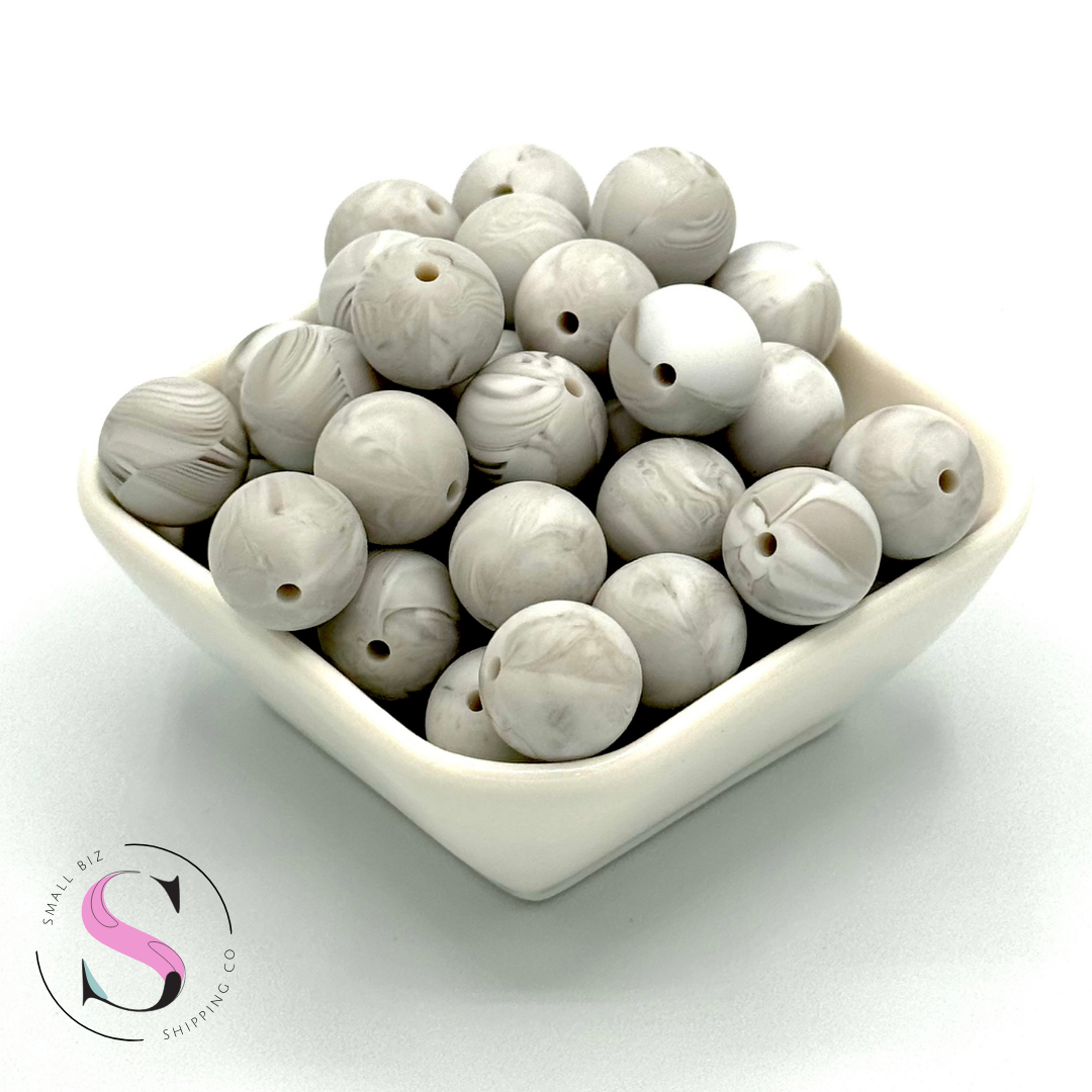 15mm Silicone Beads - Marble Slab