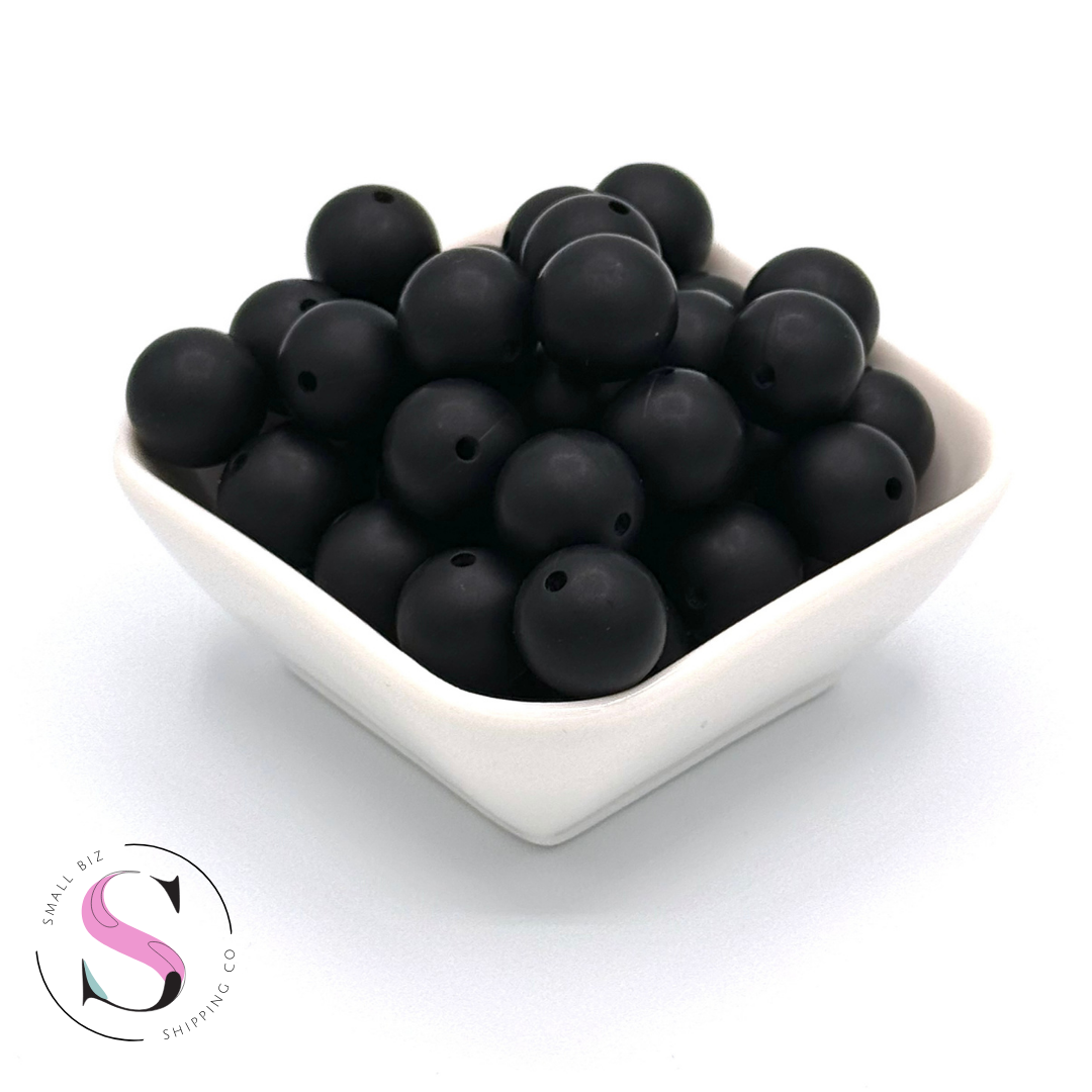 15mm Silicone Beads - Coal