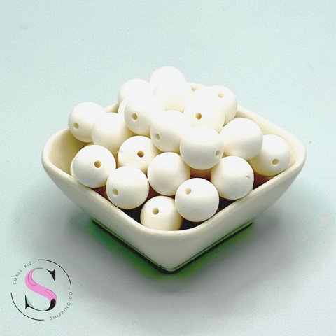 15mm Silicone Beads - Snow White