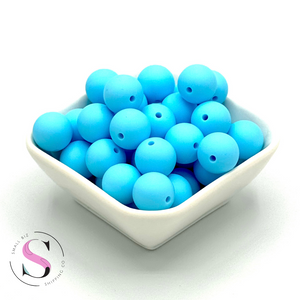 15mm Silicone Beads - Pool Blue