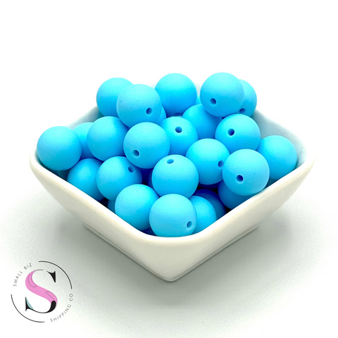 15mm Silicone Beads - Pool Blue