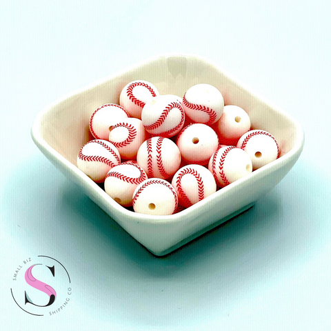 Baseball - Print Silicone Bead