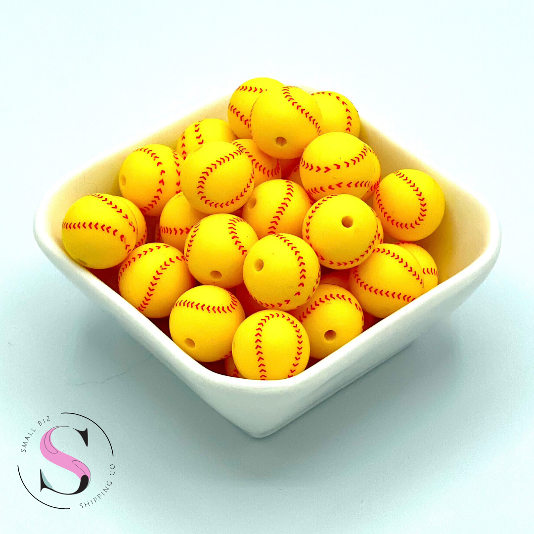 Softball - Print Silicone Bead