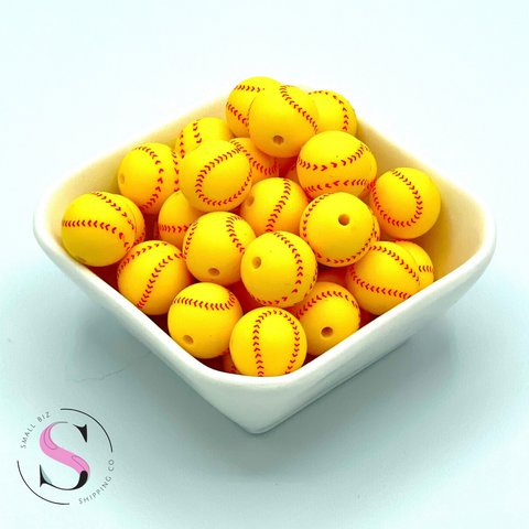 Softball - Print Silicone Bead