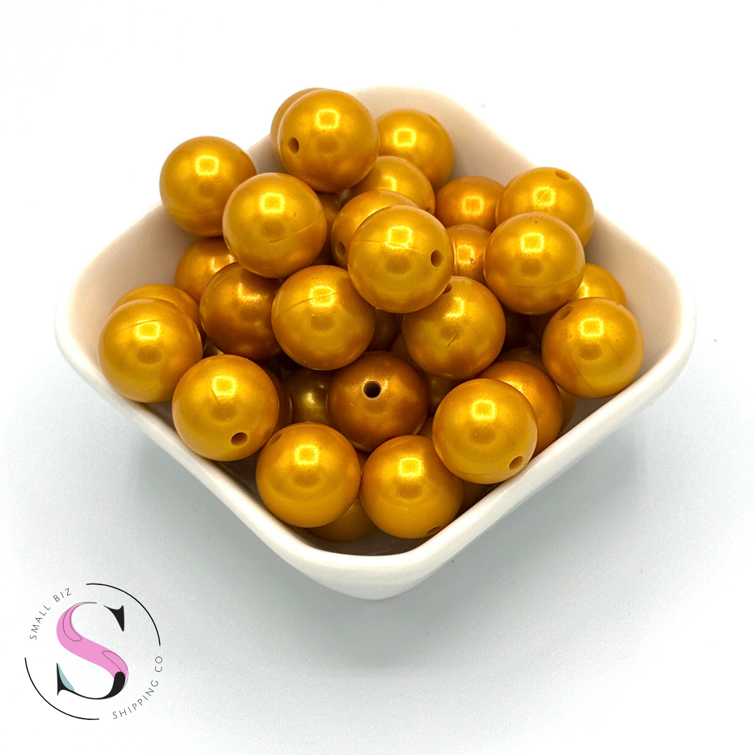 15mm Silicone Shine Beads - Gold