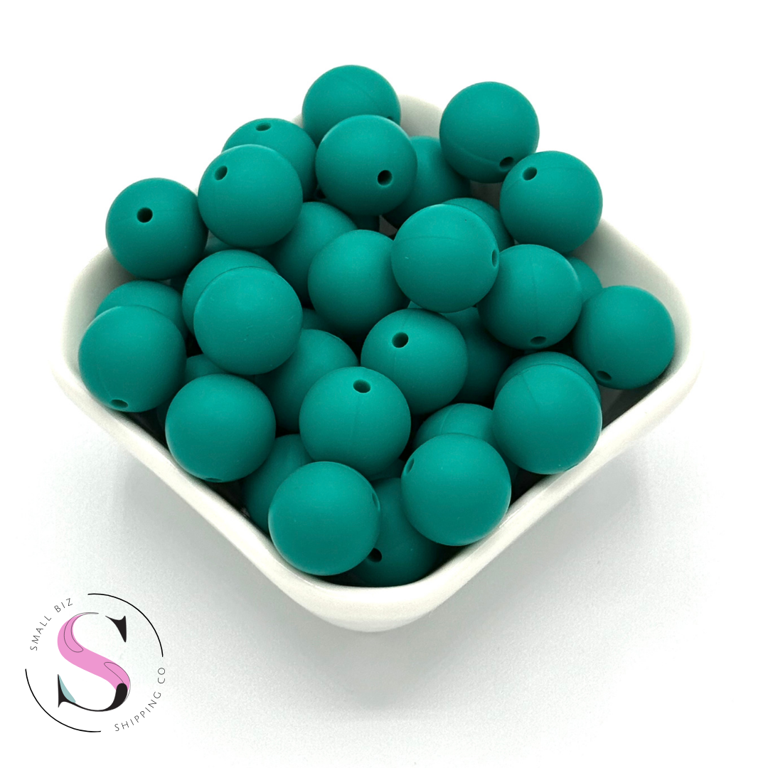 15mm Silicone Beads - Teal