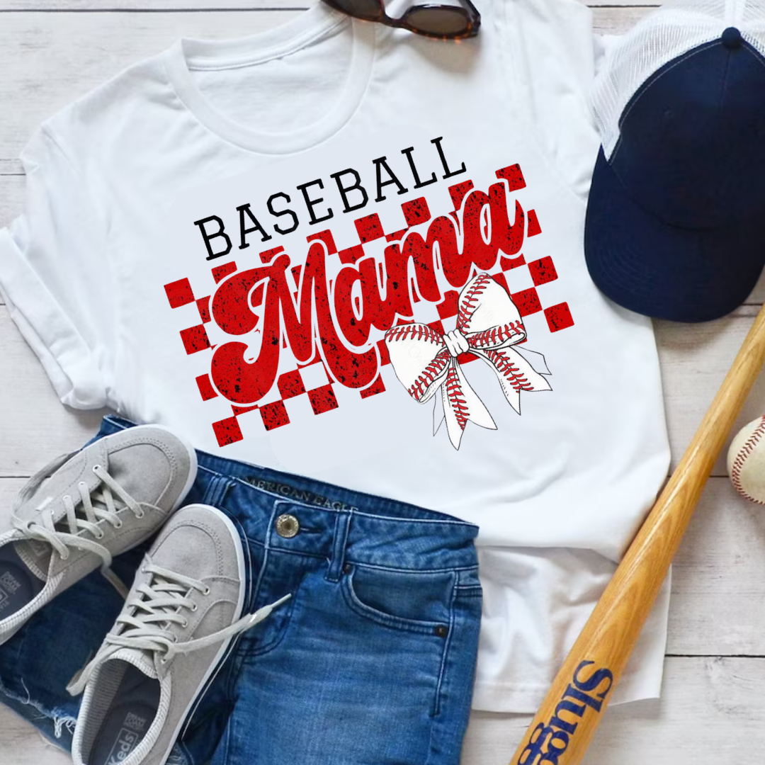 DTF Full Color Transfer - Baseball Mama Red Check