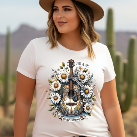 DTF Full Color Transfer - Just A Girl Who Loves Country Music