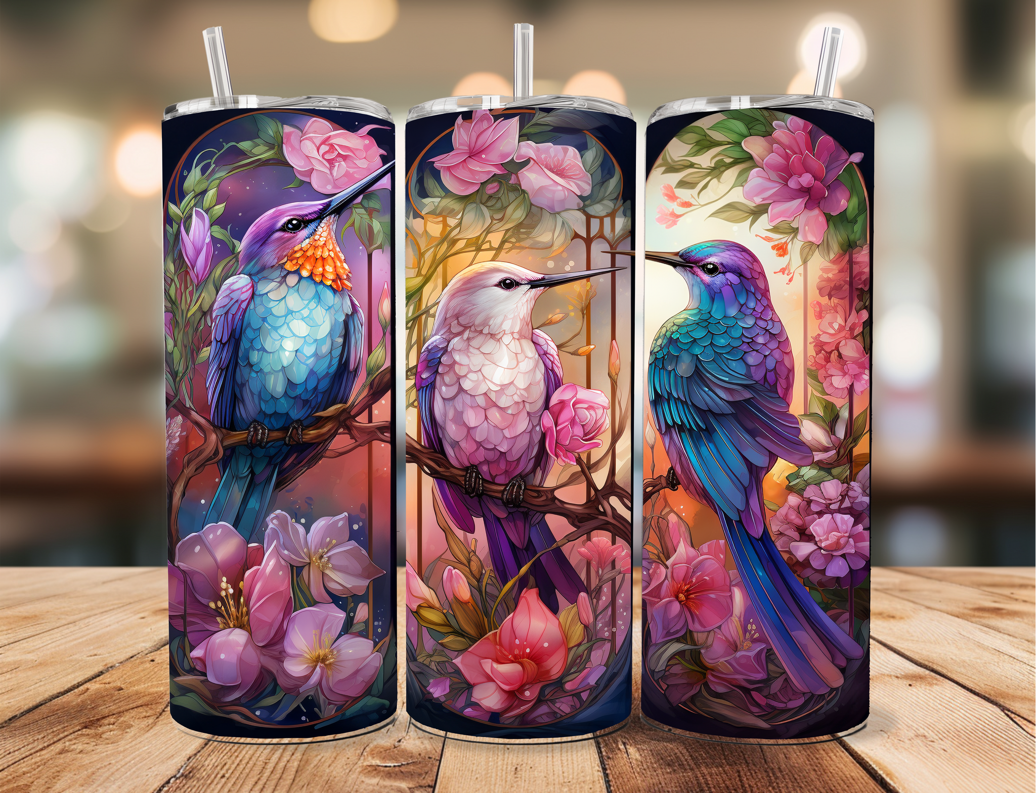 Skinny Tumbler Sublimation Wrap - Floral Birds