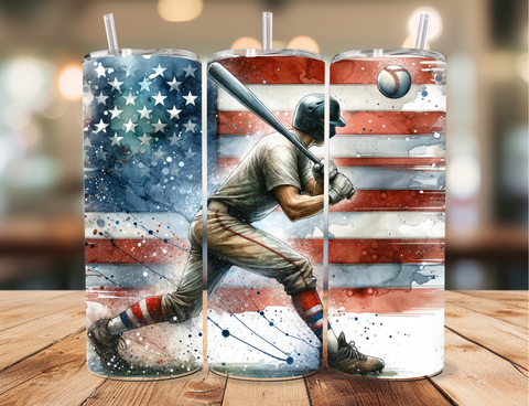 Skinny Tumbler Sublimation Wrap - Baseball Flag