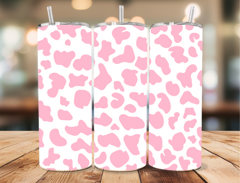 Skinny Tumbler Sublimation Wrap - Pink Cow Print