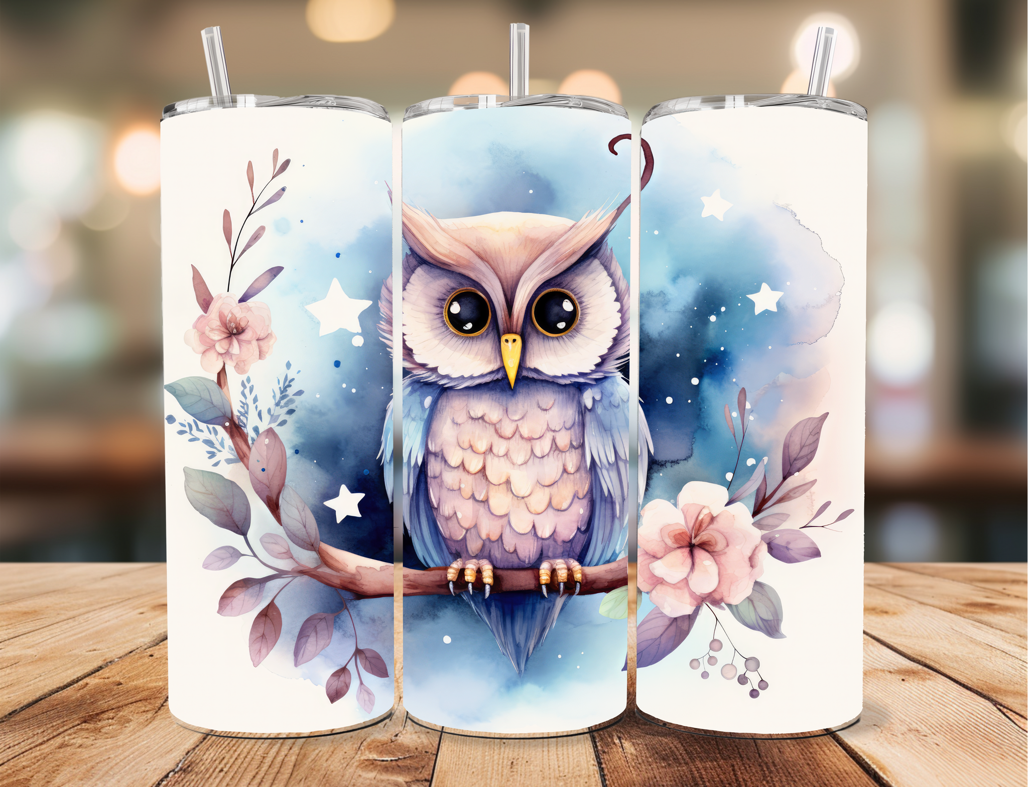 Skinny Tumbler Sublimation Wrap - Owl Flowers