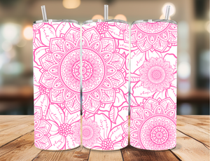 Skinny Tumbler Sublimation Wrap - Pink Mandala Hidden Cuss Words