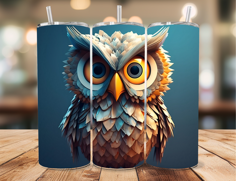 Skinny Tumbler Sublimation Wrap - 3D Owl