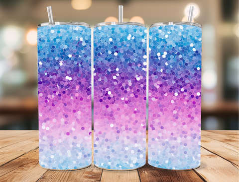 Skinny Tumbler Sublimation Wrap - Ombre Glitter Mermaid Colors