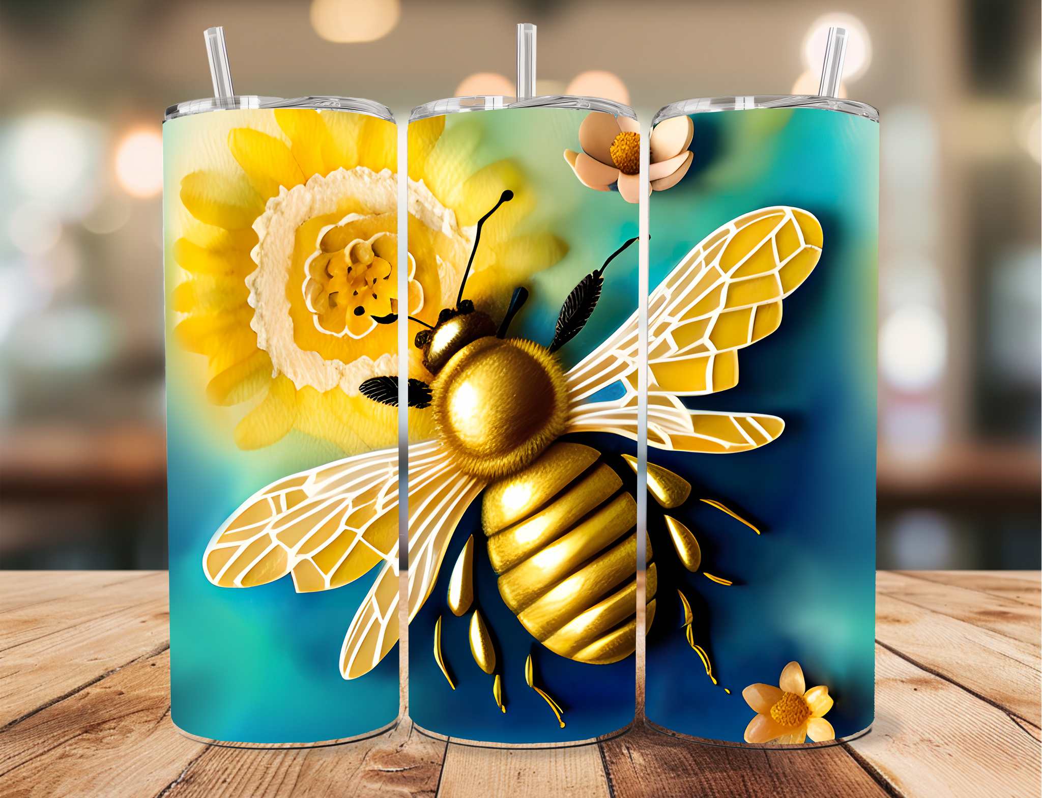 Skinny Tumbler Sublimation Wrap - Golden Bee