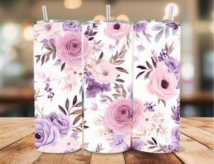 Skinny Tumbler Sublimation Wrap - Lavender Flowers