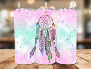 Skinny Tumbler Sublimation Wrap - Pastel Dreamcatcher