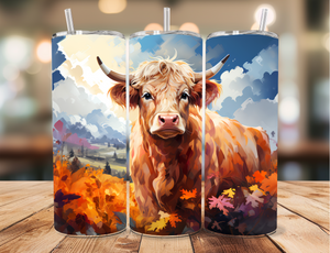 Skinny Tumbler Sublimation Wrap - Brown Steer