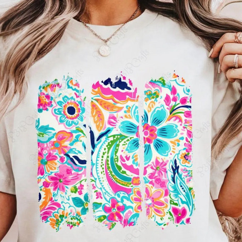 DTF Full Color Transfer - Bright Floral Pattern