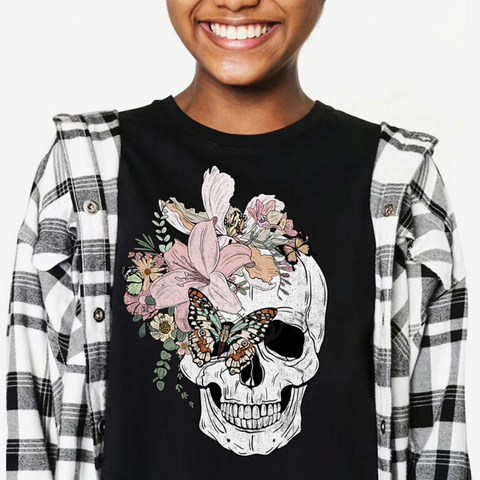 DTF Full Color Transfer - Lily Skull