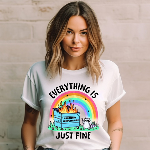 DTF Full Color Transfer - Everything Is Just Fine Rainbow
