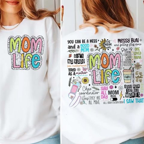 DTF Full Color Transfer - Mom Life Dots - FREE POCKET!