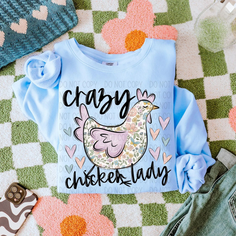 DTF Full Color Transfer - Crazy Chicken Lady