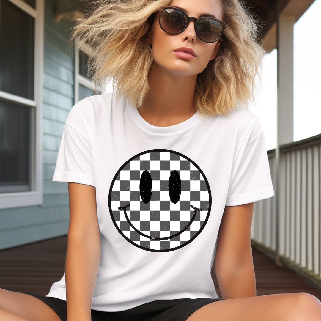 Screen Print Transfer - Checkered Smile